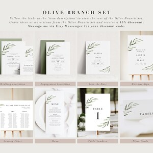 Greenery Wedding Welcome Sign, Watercolour, Printable Template, Wedding Signs, Olive Branch Set image 3