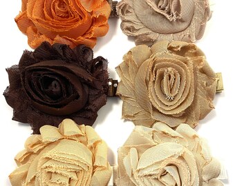 Hair Clip, Browns, 2 1/2" Shabby Chic Chiffon Flower, Hair Clip, Hair Accessory, Hair Bow, Chiffon