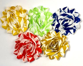 Hair Clip, Stripes, 2 1/2" Shabby Chic Chiffon Flower, Hair Clip, Hair Accessory, Hair Bow, Chiffon