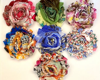 Hair Clip, Feathers/Colorful, 2 1/2" Shabby Chic Chiffon Flower, Hair Clip, Hair Accessory, Hair Bow, Chiffon Flower, Florals