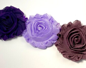 Hair Clip, Purples, 2 1/2" Shabby Chic Chiffon Flower, Hair Clip, Hair Accessory, Hair Bow, Chiffon