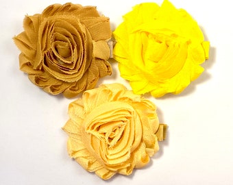 Hair Clip, Yellows, 2 1/2" Shabby Chic Chiffon Flower, Hair Clip, Hair Accessory, Hair Bow, Chiffon Flower