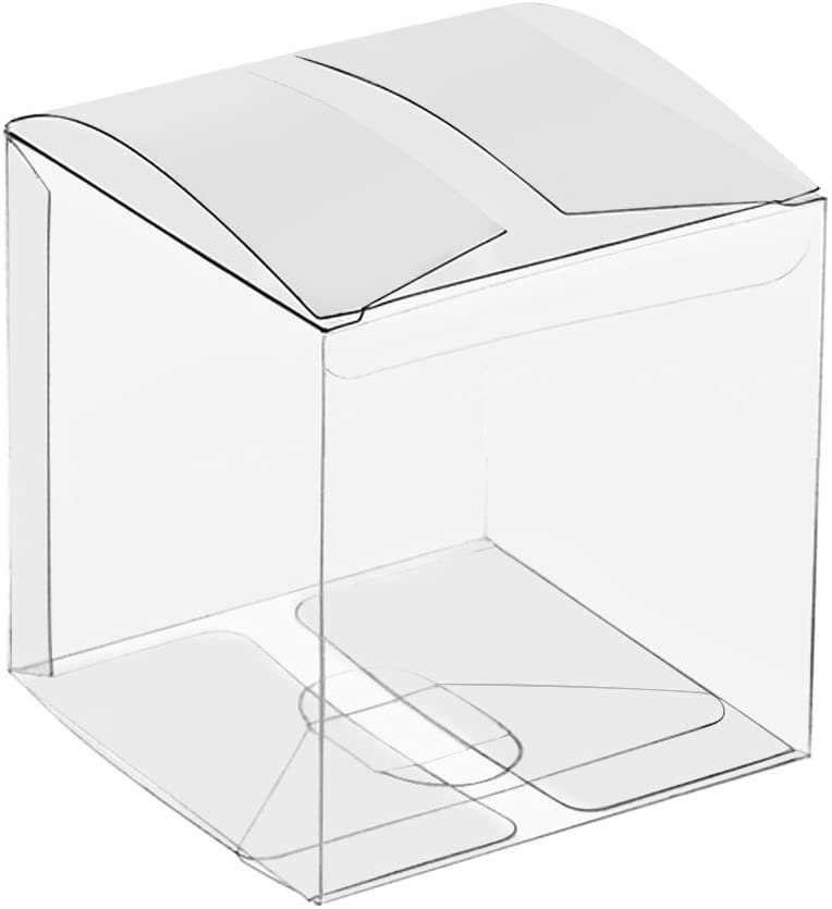 50-Pack Clear Gift Boxes - 3x3x3 In Square Plastic Transparent Favor Boxes  for Wedding, Baby Shower, Birthday Party 