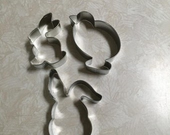 Spring Animals Cookie Cutters, Set of 3, Floppy Eared Bunny Face, Chick, Sitting Bunny