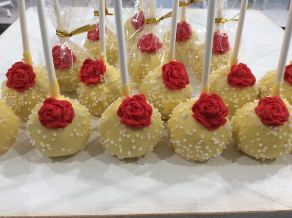 Beauty And The Beast Inspired Cake Pops Princess Party Belle Etsy