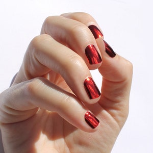 Solid Metallic Red Heat Activated Nail Wraps