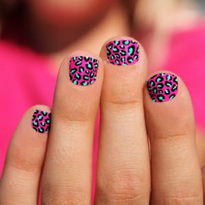 Pink & Mint Leopard Kids Nail Wraps
