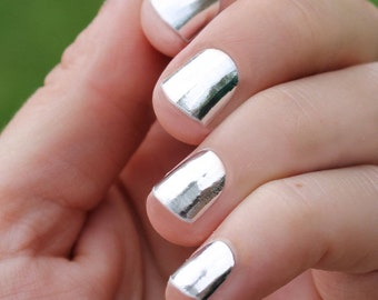Solid Silver Heat Activated Nail Wraps