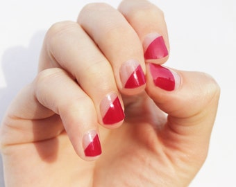 Raspberry Modern French Heat Activated Nail Wraps