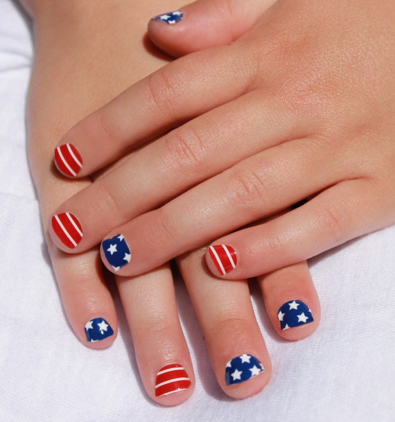 Stars Stripes Kids Nail Wraps Etsy Canada