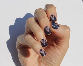 Navy Boho Heat Activated Nail Wraps