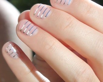 Silver Stripes Heat Activated Nail Wraps