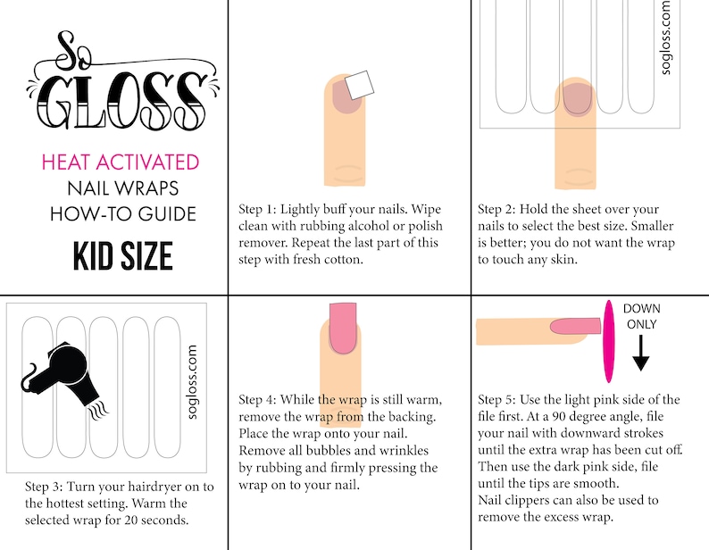 Mint & Pink Stripes Dots Kids Nail Wraps image 3