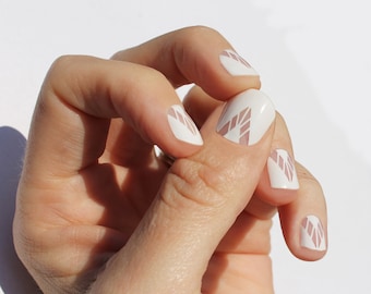 White Boho Heat Activated Nail Wraps