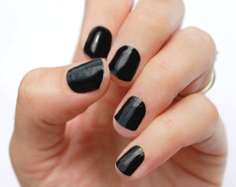 Solid Black Heat Activated Nail Wraps