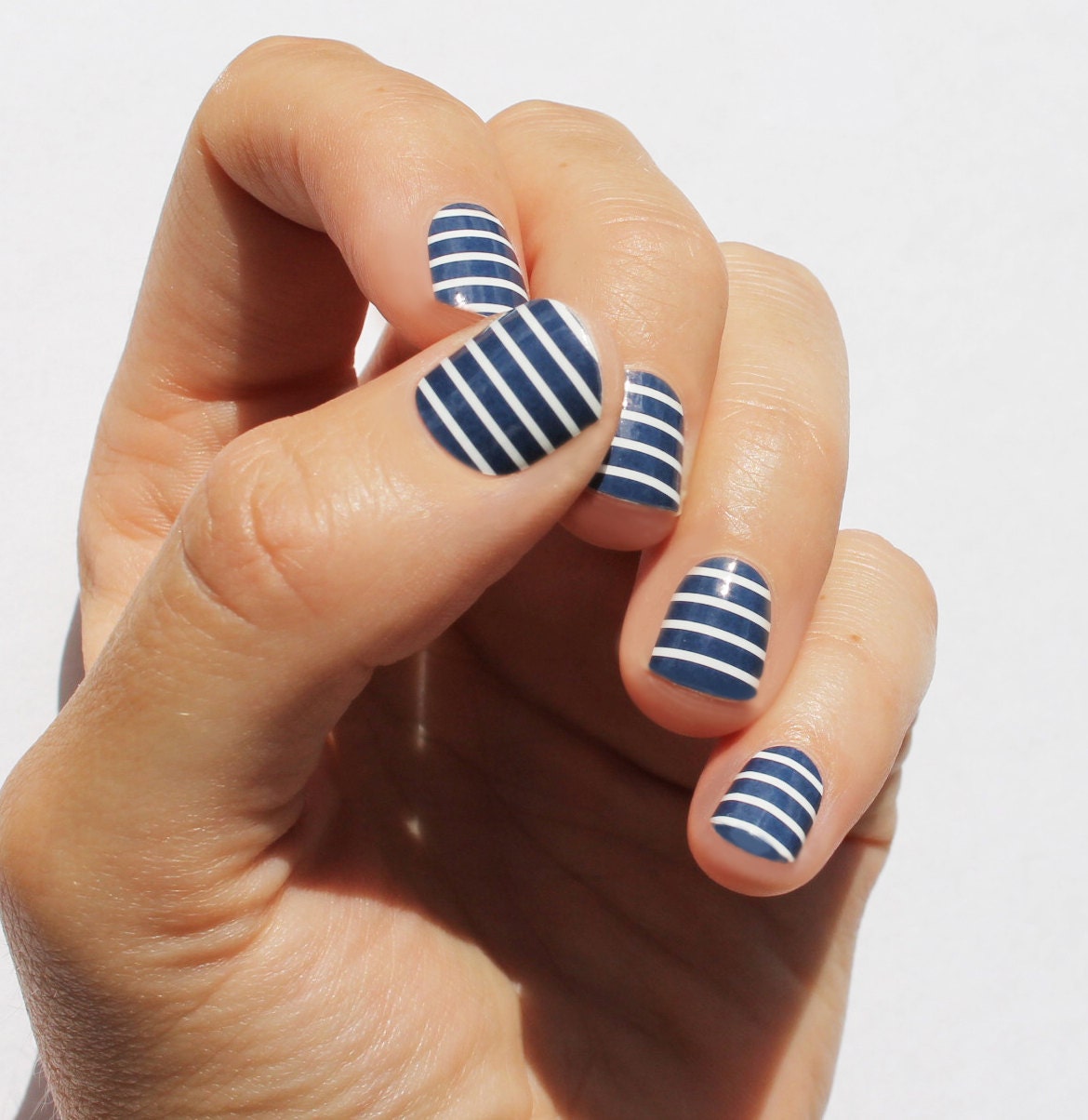 Navy & White Stripe Heat Activated Nail Wraps - Etsy Navy & White Stripe Heat Activated Nail Wraps - Etsy
