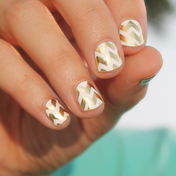 Gold Chevron Heat Activated Nail Wraps