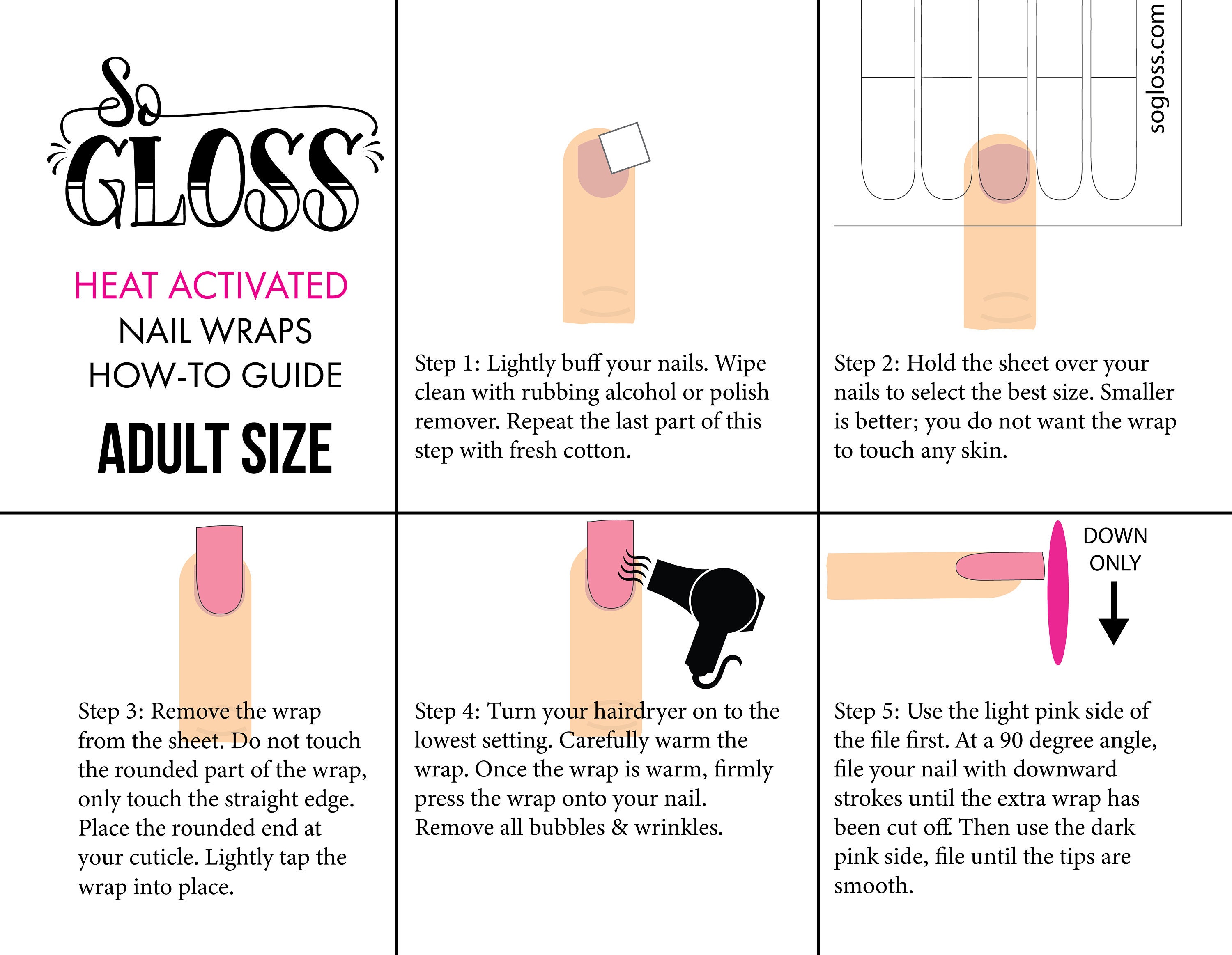 Solid Whisper Pink Heat Activated Nail Wraps -  Finland