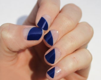 Navy Modern French Heat Activated Nail Wraps