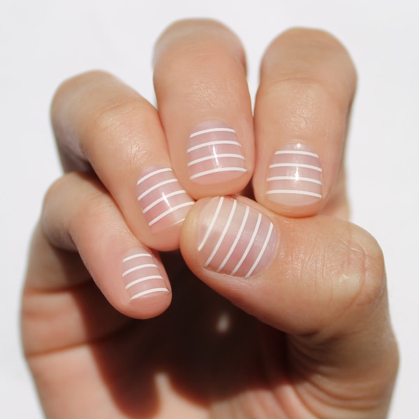 White Stripes Heat Activated Nail Wraps