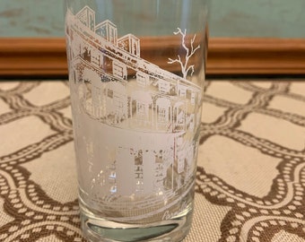 Vintage Artist Charles Parnelle's Rendering of Dock Street Theatre Charleston, SC Glass Drinkware