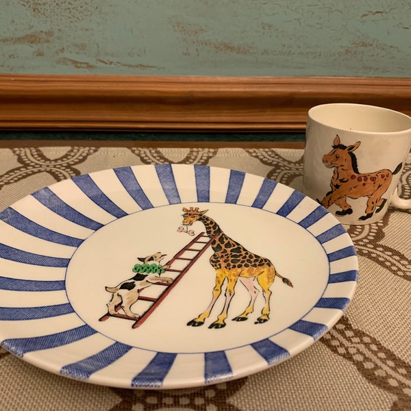 Vintage Mason's Ironstone China HANDPAINTED CIRCUSLAND Ceramic Dinner Plate/Mug