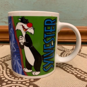 Vintage 1998 Warner Brothers LOONEY TUNES SYLVESTER Character Ceramic Mug