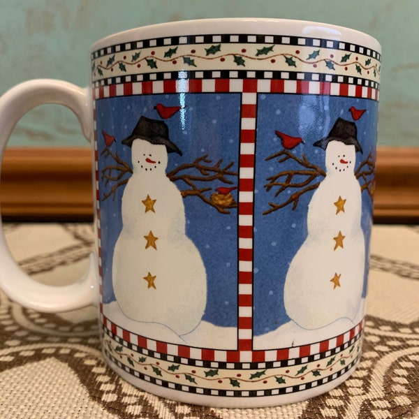 Vintage Oneida Sakura Debbie Mumm "Snowman" Design Ceramic Mug