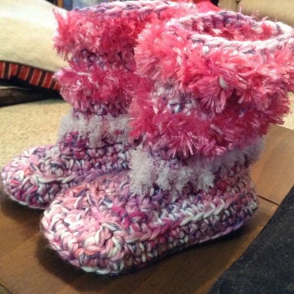 Granny Boots, Mukluks, Bootie Slippers, Gripper Soles, 7 inch long, 3 inch wide, 6 inch tall