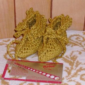 Coton biologique, Olive, Crochet, Mocassins bébé, Bonnet