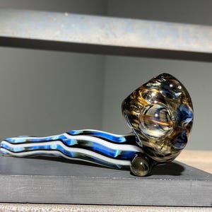 Sherlock Glass Pipe, Fade to Black and White, Metallic Gold Electrum Fume Splash, Extra Thick, JappeGlass