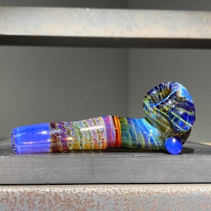 MINI Pocket Sherlock Glass Pipe One Hitter 3.75” / Cane Worked Sparkly Earth Tone Fade / Pink Slyme / Blue Amber Purple / JappeGlass