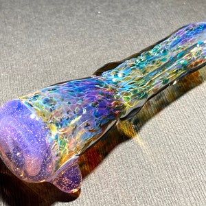 Pink Slyme Opaline Chillum Glass Pipe One Hitter / Color Change Pipe Crushed Alien Tech / Full Sparkle Opalescent Fade / JappeGlass
