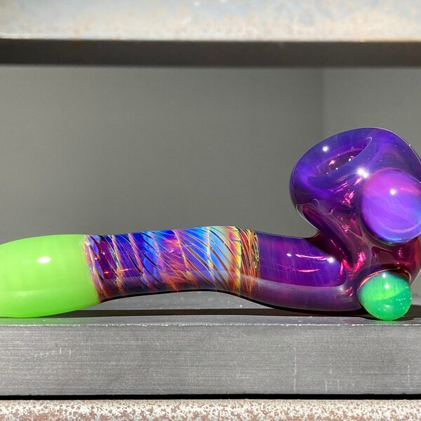 Royal Jelly & DoubleDose Pocket Sherlock Glass Pipe // Pure Color // Telemagenta Purple // Amber Purple Green Stardust Cane // JappeGlass