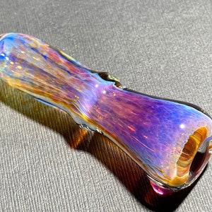 Iridescent Chillum Glass Pipe Extra Thick One Hitter / Color Change Pipe Iridescent Silver Deep Purple Fade / Unique Pipes / JappeGlass