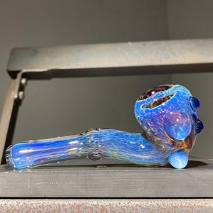Ice Blue Iridescent Pocket Sherlock Extra Thick Glass Pipe / Color Change Pipe / Silver Purple & Aqua Blue Fade / Ocean Colors / JappeGlass
