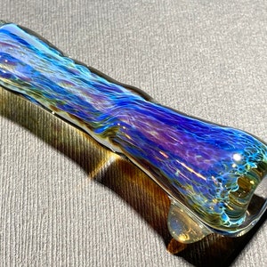 Ice Blue Iridescent Chillum Glass Pipe One Hitter // Extra Thick // Opaline Ice Blue Fade Color Change Pipe // Silver Purple // JappeGlass