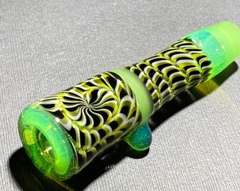 Chillum Glass Pipe // Heady Chillum // 6 Section Cane Worked Neon Fade // Slyme // Roswell // DoubleDose // Galaxy Black // JappeGlass