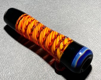 Golden Rod Rasta Cane Chillum Glass Pipe One Hitter / 4-Section Golden Rod and Jackpot Rasta Cane Blend / Red Elvis / Double AP / JappeGlass
