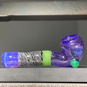 MICRO Purple Lollipop Pocket Sherlock Glass Pipe One Hitter / Pink Slyme / DoubleDose Green / Galaxy Black Sparkle & Star White / JappeGlass