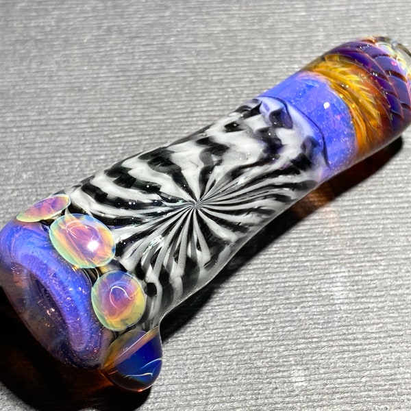 チルム ガラスパイプ ワンヒッター / ユニーク チルム パイプ / ヘッディ チルム / スターホワイト＆ギャラクシーブラック / ピンクスライム / アンバーパープル / JappeGlass