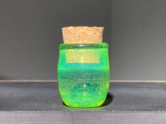 Hand Blown Small Slyme Glass Jar with Cork, Pure Color, Air Tight, JappeGlass