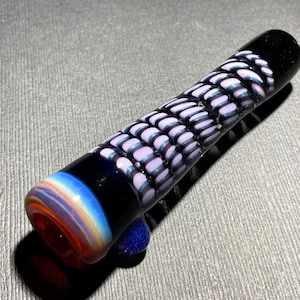 Electric Wisteria Pink Chillum Glass Pipe One Hitter / Chillum Pipes / Heady Wisteria Cane Blend / Unobtainium Sparkle / JappeGlass