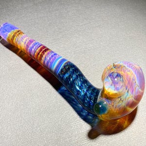 Sherlock Glass Pipe / Full Cane Worked Unique Pipe 6&quot; / Iridescent Sparkle Earth Tone Fade / Blue Stardust / AP / Pink Slyme / JappeGlass