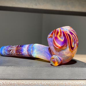 Sherlock Glass Pipe / Iridescent Color Change Pipes / Sectional Silver Purple Earth Tone Sunset Fade with Large Reversal  / JappeGlass
