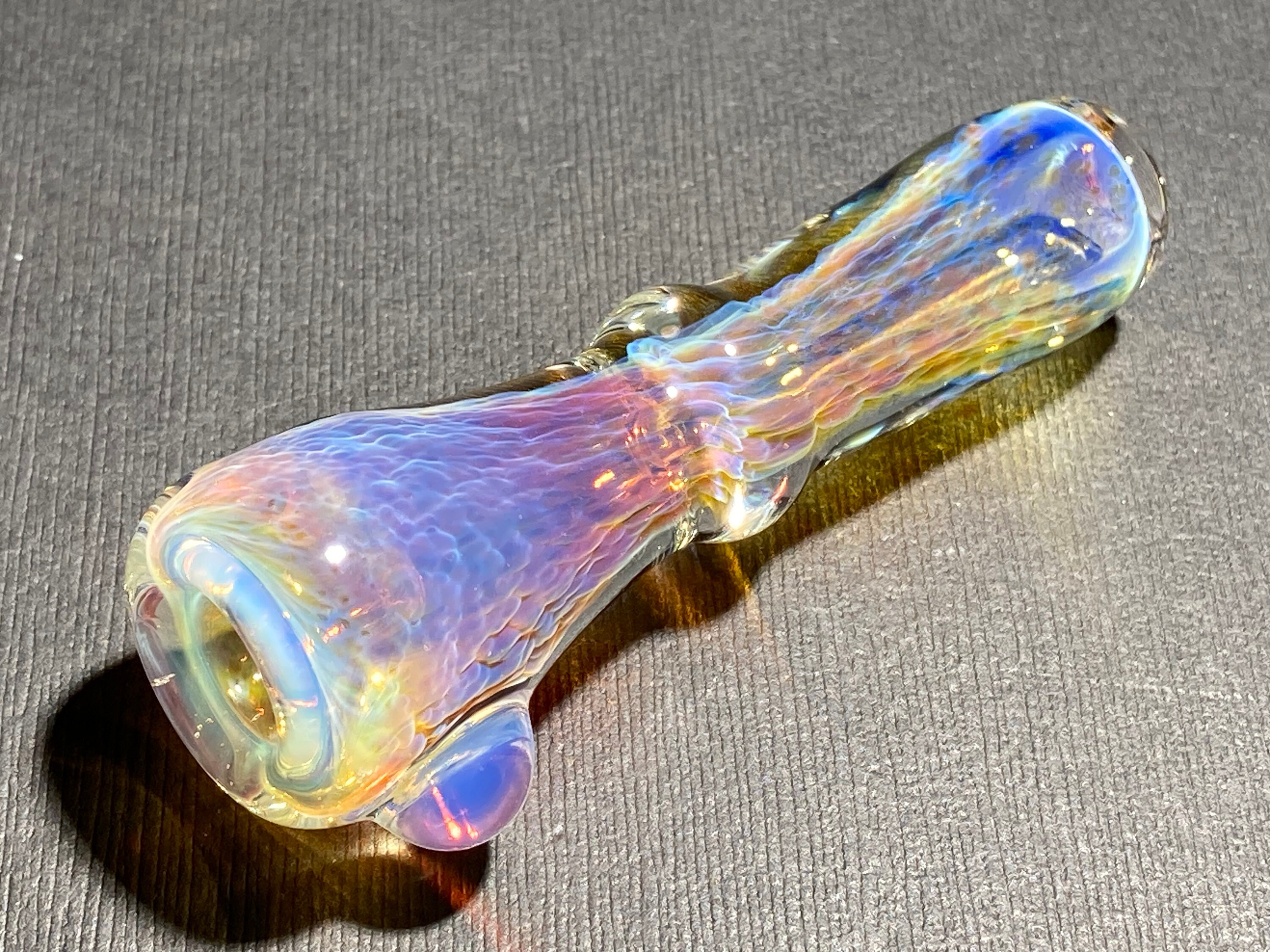 Chillum Glass Pipe // Super Thick // Iridescent Silver
