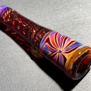 Chillum Glass Pipe / Large Chillum / Blood Red Sunset Fade to Electric Red Elvis / Cane Worked Chillum with 2-Layer Reversal / JappeGlass