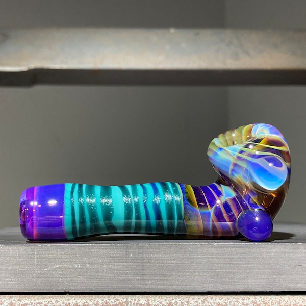 MICRO Sherlock Glass Pipe, Royal Jelly, Aqua, Unobtainium, Blue Amber Purple, JG