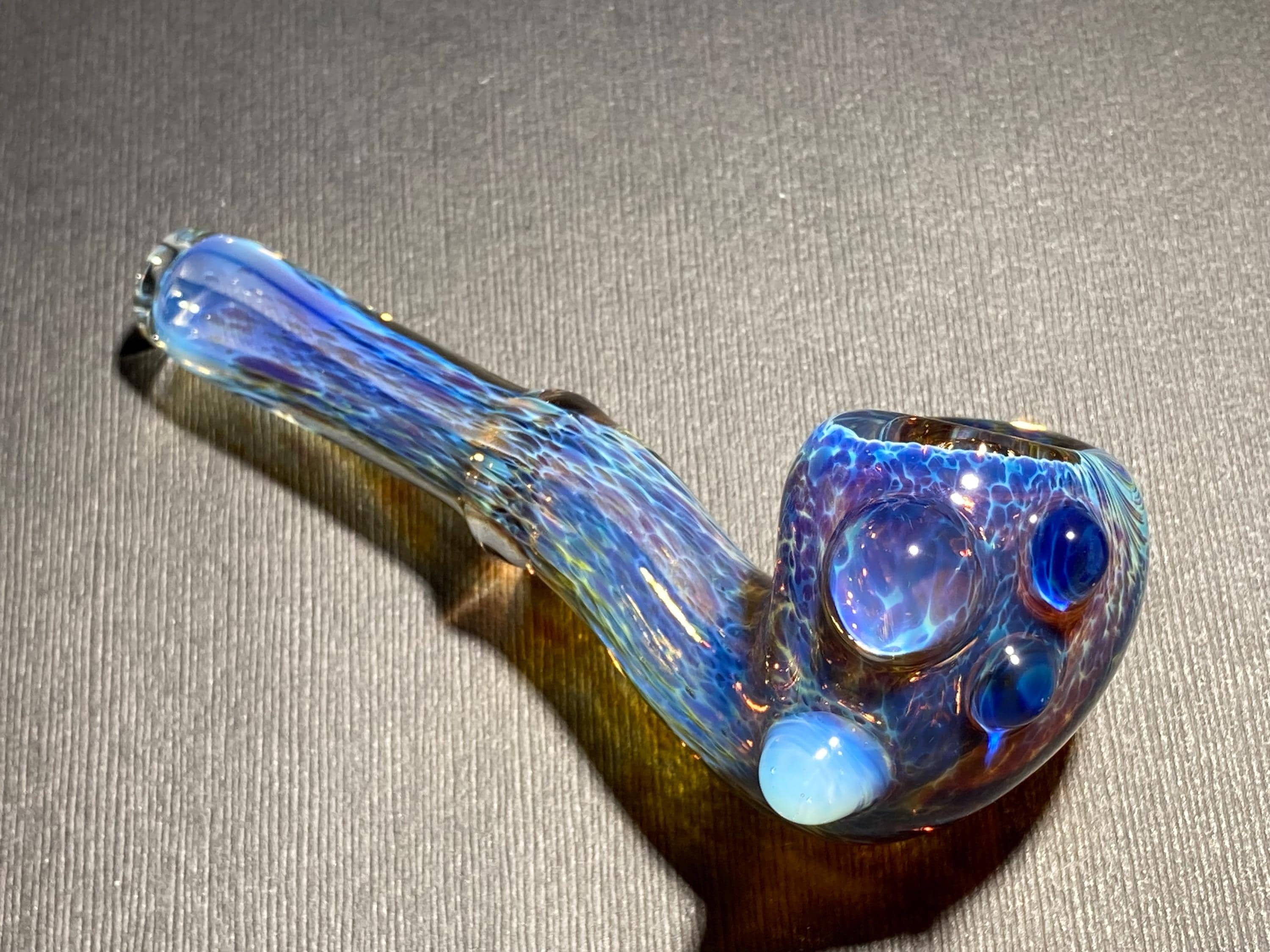 Ice Blue Iridescent Pocket Sherlock Extra Thick Glass Pipe / Color