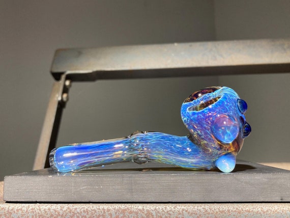 Ice Blue Iridescent Pocket Sherlock Extra Thick Glass Pipe / Color